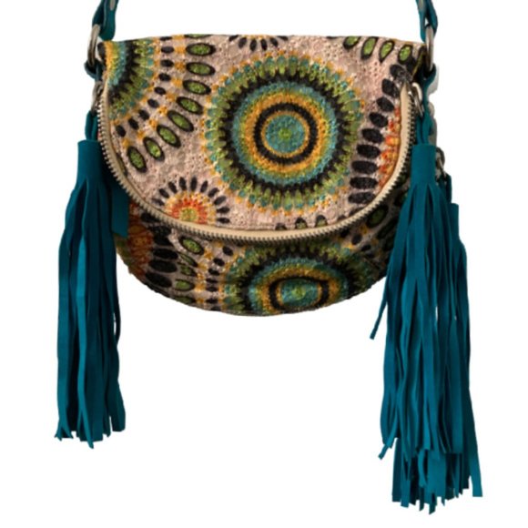 Boho / Hippie Carpet Tassel Crossbody Bag - Picture 2 of 7